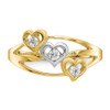 Lex & Lu 10k Yellow Gold w/Rhodium Triple Heart CZ Ring - 5 - Lex & Lu