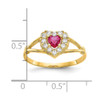 Lex & Lu 10k Yellow Gold Red & CZ Heart Ring LAL96570 - 3 - Lex & Lu