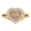 Lex & Lu 10k Two-tone Gold Sweet 15 Heart Ring - 5 - Lex & Lu