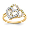 Lex & Lu 10k Yellow Gold w/Rhodium Double Heart Ring - Lex & Lu