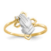 Lex & Lu 10k Yellow Gold w/Rhodium Praying Hands CZ w/Cross Ring - Lex & Lu