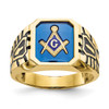 Lex & Lu 10k Yellow Gold Blue Acrylic Men's Masonic Ring LAL96652 - Lex & Lu