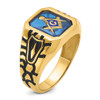 Lex & Lu 10k Yellow Gold Blue Acrylic Men's Masonic Ring LAL96652 - 6 - Lex & Lu