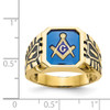 Lex & Lu 10k Yellow Gold Blue Acrylic Men's Masonic Ring LAL96652 - 8 - Lex & Lu