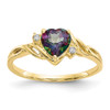 Lex & Lu 10k Yellow Gold Heart Mystic Fire Topaz & .01ct Diamond Ring - Lex & Lu