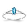 Lex & Lu 10k White Gold Polished Geniune Blue Topaz Birthstone Ring 10XBR2 - Lex & Lu