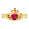 Lex & Lu 14k Yellow Gold CZ July Birthstone Claddagh Heart Ring - 5 - Lex & Lu