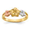 Lex & Lu 14k Tri-color Gold Plumeria Ring LAL96942 - Lex & Lu