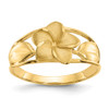 Lex & Lu 14k Yellow Gold Satin & D/C Plumeria Ring - Lex & Lu