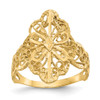 Lex & Lu 14k Yellow Gold D/C Filigree Ring LAL97061 - Lex & Lu