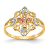 Lex & Lu 14k Tri-color Gold Cross Ring - Lex & Lu