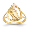 Lex & Lu 14k Two-tone Gold D/C Praying Hands Cross Ring - Lex & Lu