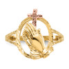 Lex & Lu 14k Two-tone Gold D/C Praying Hands Cross Ring - 5 - Lex & Lu