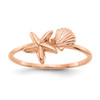 Lex & Lu 14k Rose Gold Polished Shell & Starfish Ring - Lex & Lu