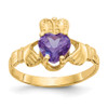 Lex & Lu 14k Yellow Gold June Birthstone Claddagh Ring - Lex & Lu