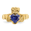 Lex & Lu 14k Yellow Gold September Birthstone Claddagh Ring - 5 - Lex & Lu