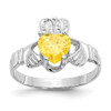 Lex & Lu 14k White Gold November Birthstone Claddagh Ring - Lex & Lu