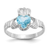 Lex & Lu 14k White Gold December Birthstone Claddagh Ring - Lex & Lu