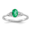 Lex & Lu 14k White Gold Emerald Diamond Ring LAL97888 - Lex & Lu