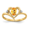 Lex & Lu 14k Yellow Gold Diamond & Citrine Ring LAL97966 - Lex & Lu