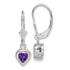 Lex & Lu Sterling Silver 6mm Heart Amethyst Leverback Earrings - Lex & Lu