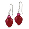 Lex & Lu Sterling Silver Red Jade Hearts/Freshwater Cultured Pearl Earrings - 2 - Lex & Lu