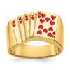 Lex & Lu 14k Yellow Gold Enameled Royal Flush in Hearts Men's Ring - Lex & Lu