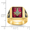 Lex & Lu 14k Yellow Gold Men's Synthetic Ruby Masonic Ring LAL98916 - 6 - Lex & Lu