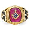 Lex & Lu 14k Yellow Gold Men's Synthetic Ruby Masonic Ring LAL98917 - 4 - Lex & Lu