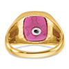 Lex & Lu 14k Yellow Gold Men's Synthetic Ruby Masonic Ring LAL98923 - 5 - Lex & Lu