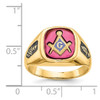 Lex & Lu 14k Yellow Gold Men's Synthetic Ruby Masonic Ring LAL98923 - 8 - Lex & Lu