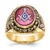 Lex & Lu 14k Yellow Gold Men's Synthetic Ruby Masonic Ring LAL98943 - Lex & Lu