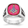 Lex & Lu 14k White Gold Men's Synthetic Ruby Masonic Ring LAL98949 - Lex & Lu