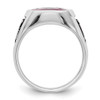 Lex & Lu 14k White Gold Men's Synthetic Ruby Masonic Ring LAL98949 - 2 - Lex & Lu