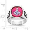 Lex & Lu 14k White Gold Men's Synthetic Ruby Masonic Ring LAL98949 - 3 - Lex & Lu