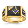 Lex & Lu 14k Yellow Gold AA Diamond Men's Masonic Ring - Lex & Lu