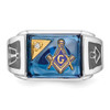 Lex & Lu 14k White Gold AA Diamond Men's Masonic Ring - 5 - Lex & Lu