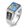 Lex & Lu 14k White Gold AA Diamond Men's Masonic Ring Y4111MA - 8 - Lex & Lu