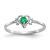 Lex & Lu 14k White Gold Emerald Birthstone Heart Ring - Lex & Lu