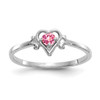 Lex & Lu 14k White Gold Pink Tourmaline Birthstone Heart Ring - Lex & Lu