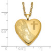 Lex & Lu 1/20 Gold Filled 20mm Cross & Footprint Heart Locket 18'' - 4 - Lex & Lu