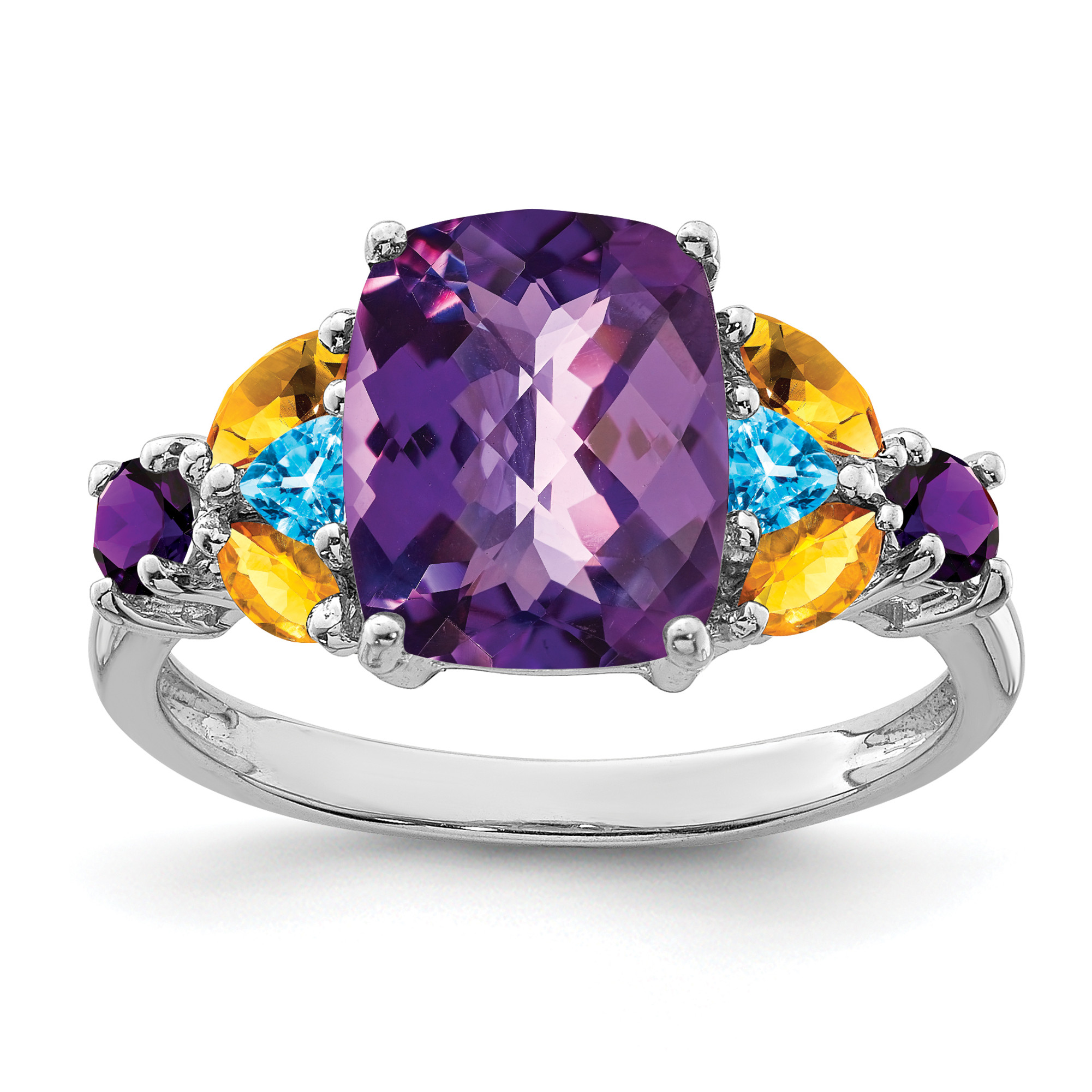 9ct Yellow Gold Diamond Set with Amethyst Peridot Citrine and Blue Top –  Zamels