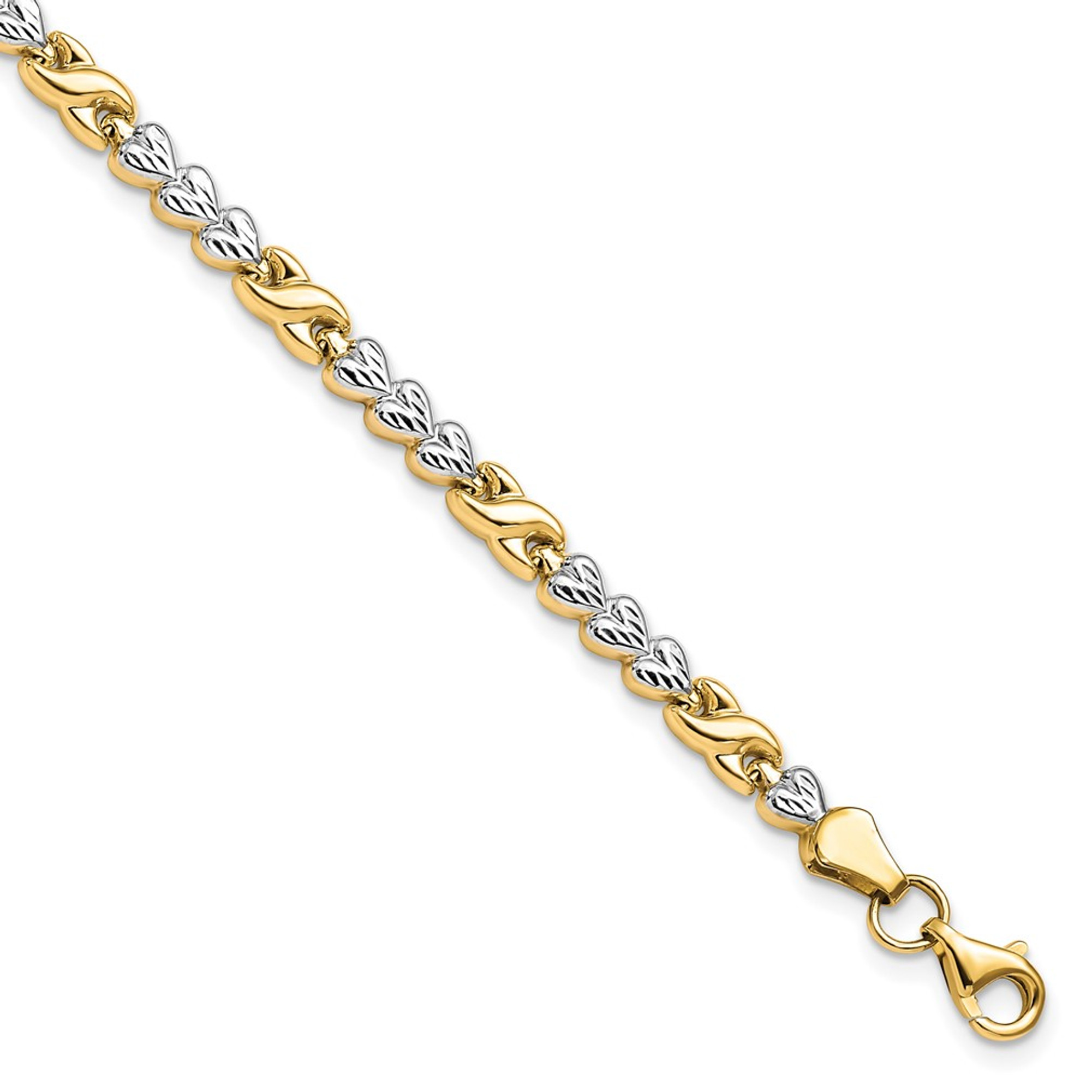 Amazon.com: Solid 10k Yellow Gold HEART Bracelet 7