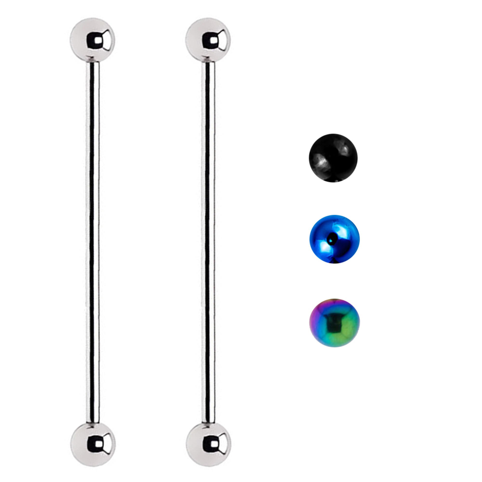 Lt Blue 6mm End Balls 25mm BodySparkle Body Jewelry Double Jeweled Industrial Barbell Piercing Earring 14g 1 inch