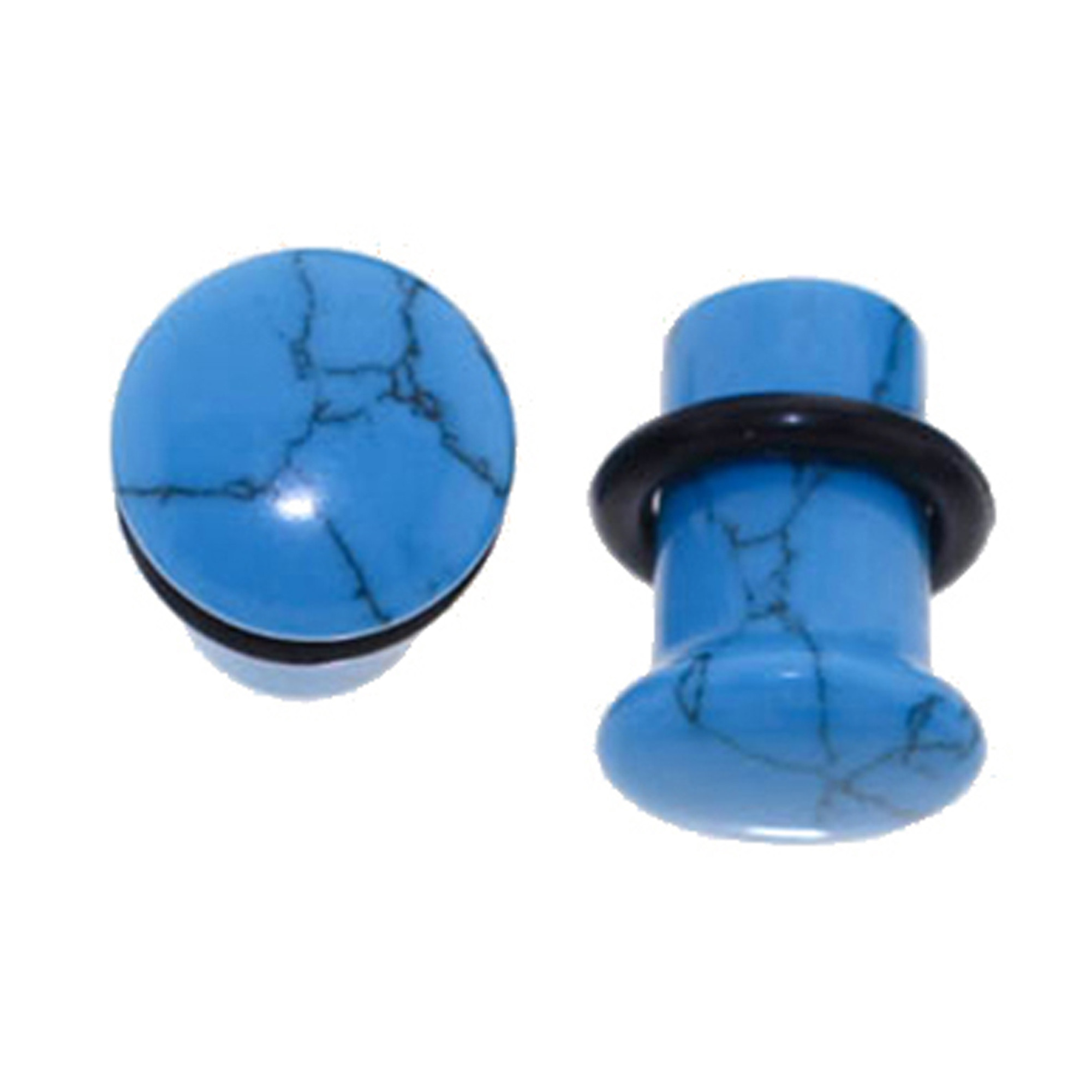 Lex & Lu Pair of Single Flare Genuine Turquoise Stone Organic Ear Plugs