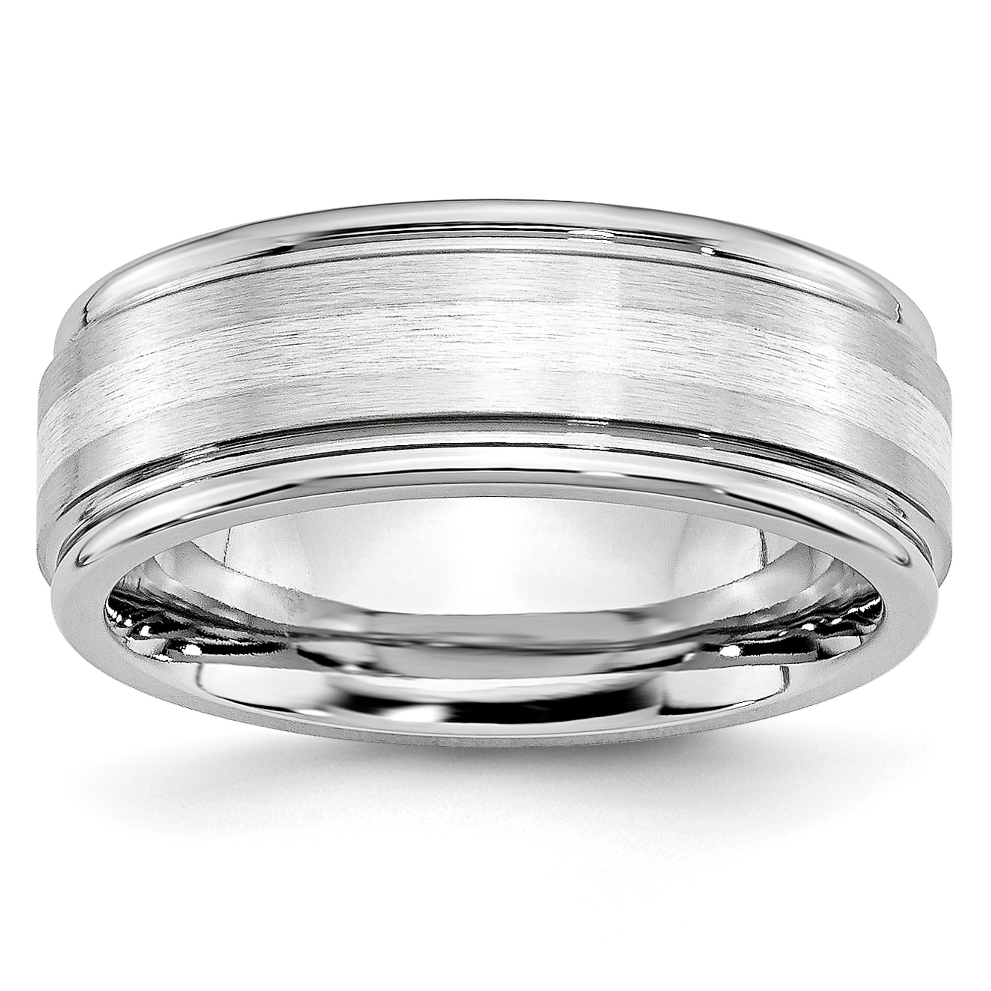 Chisel Cobalt Sterling Silver Inlay Satin 8mm Flat Band ユニセックス-