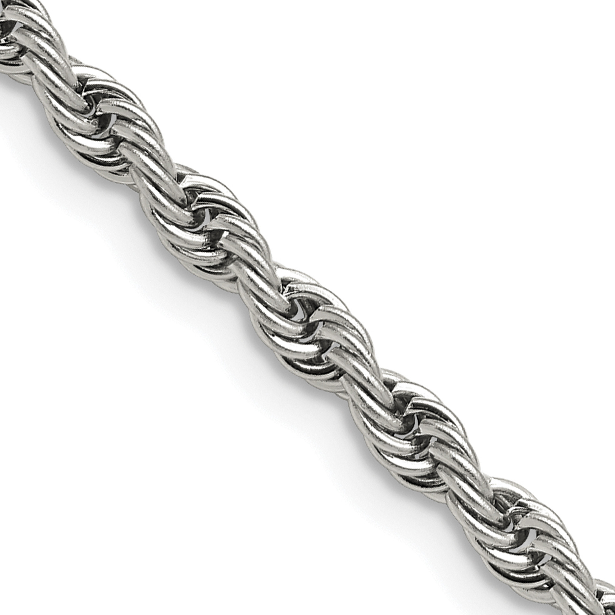 Lex & Lu Chisel Stainless Steel 4.0mm Rope Chain Necklace