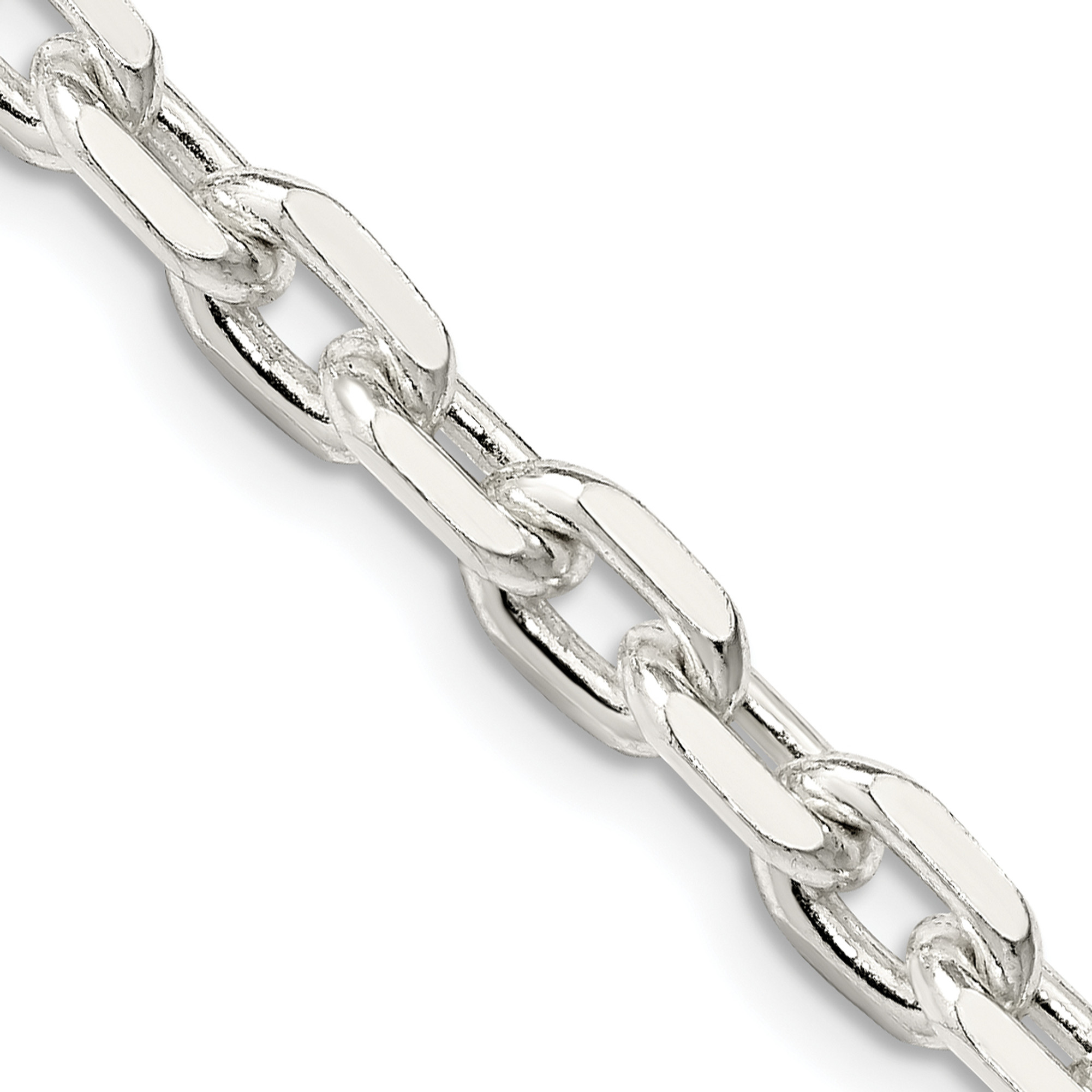 Lex & Lu Sterling Silver 5.4mm Beveled Oval Cable Chain Necklace