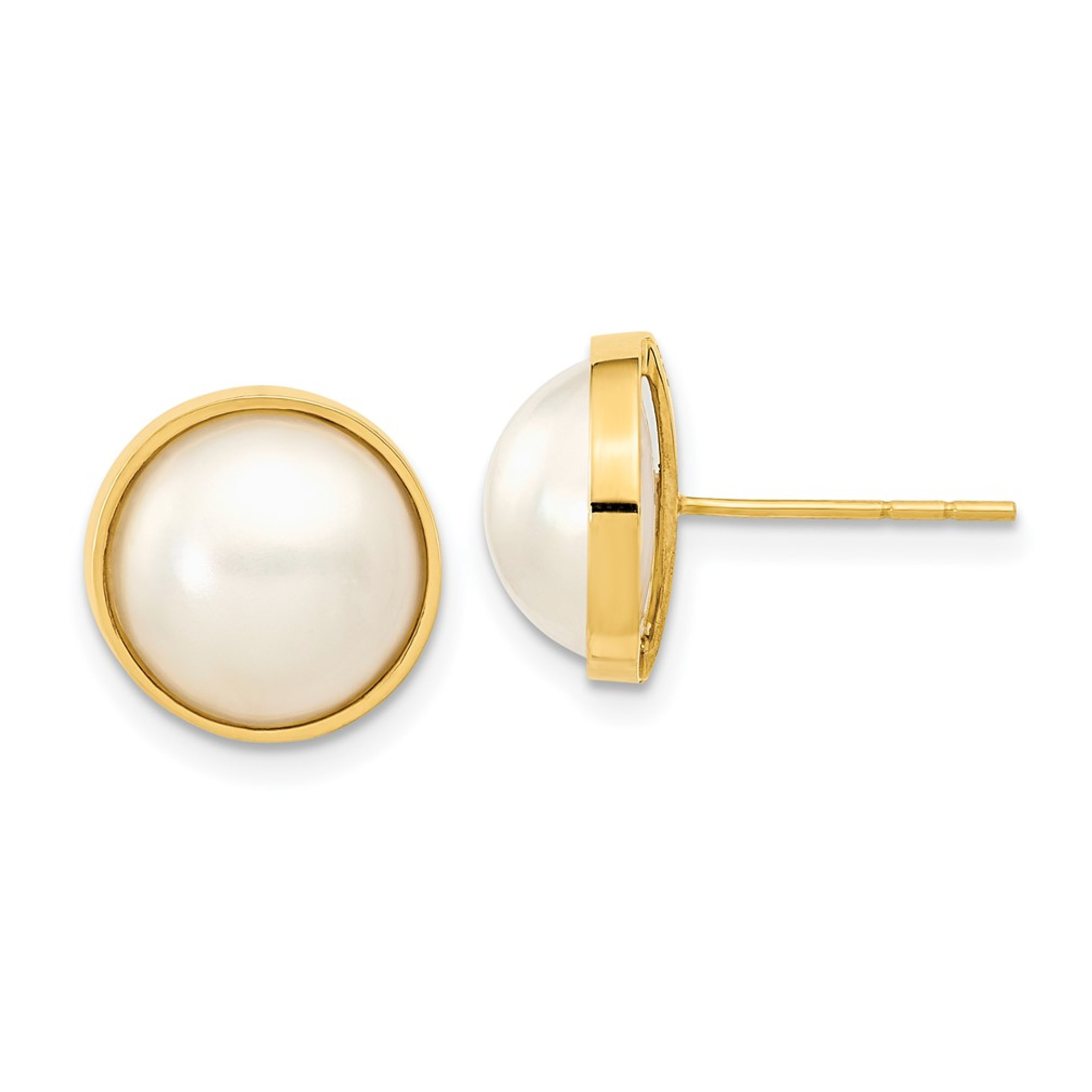 Lex & Lu 14k Yellow Gold 9-10mm Cultured Mabe Pearl Earrings