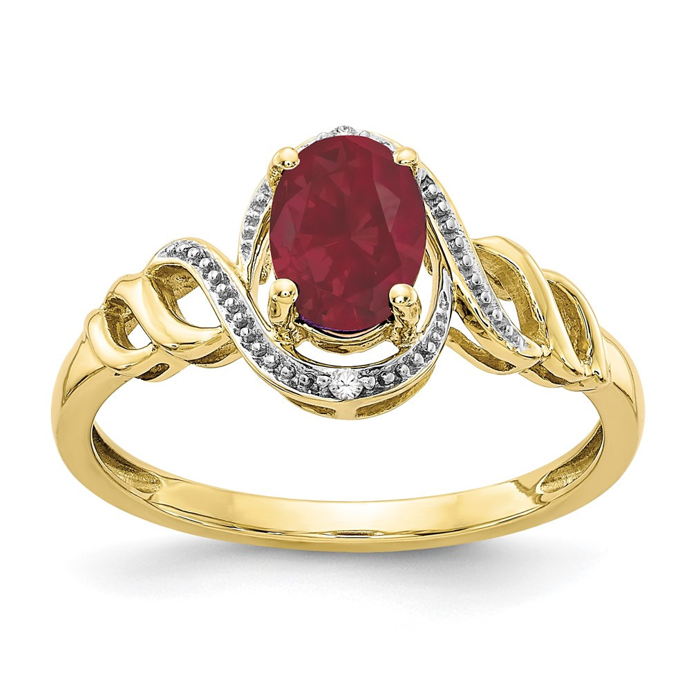 Lex Lu 10k Yellow Gold Ruby Diamond Ring 10XB30 Lex Lu